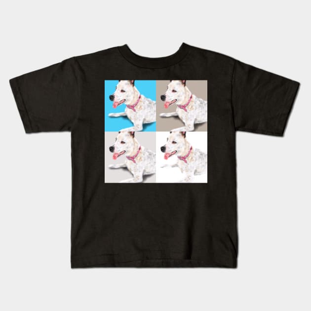 Smiling Pit Bull Pooch Kids T-Shirt by LITDigitalArt